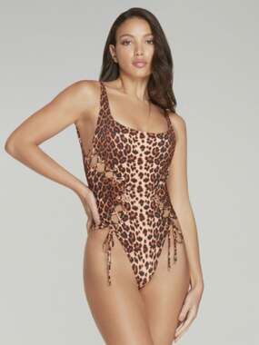 Agent Provocateur Marney Laceup Swimsuit in Leopard Animal Print Sz 4 (US8)